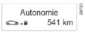 Autonomie prévisible avec le carburant restant.