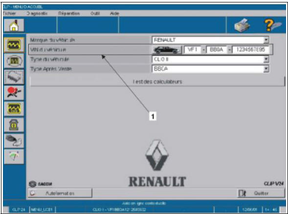 Identification du véhicule par saisie du VIN véhicule