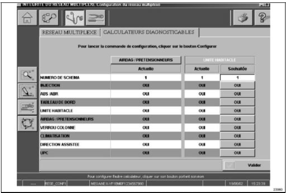 Affichage tableau de configuration